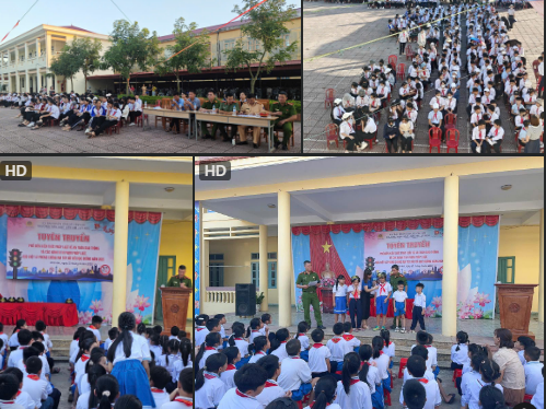 Công an xã Vĩnh Am tuyên truyền pháp luật về an toàn giao thông, phòng chống ma tuý và thuốc lá điện tử học đường tại 8 trường học